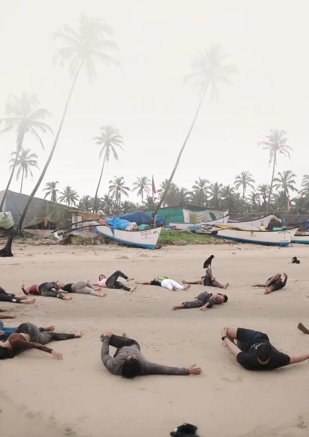 Retreat group resting on a North Goa beach