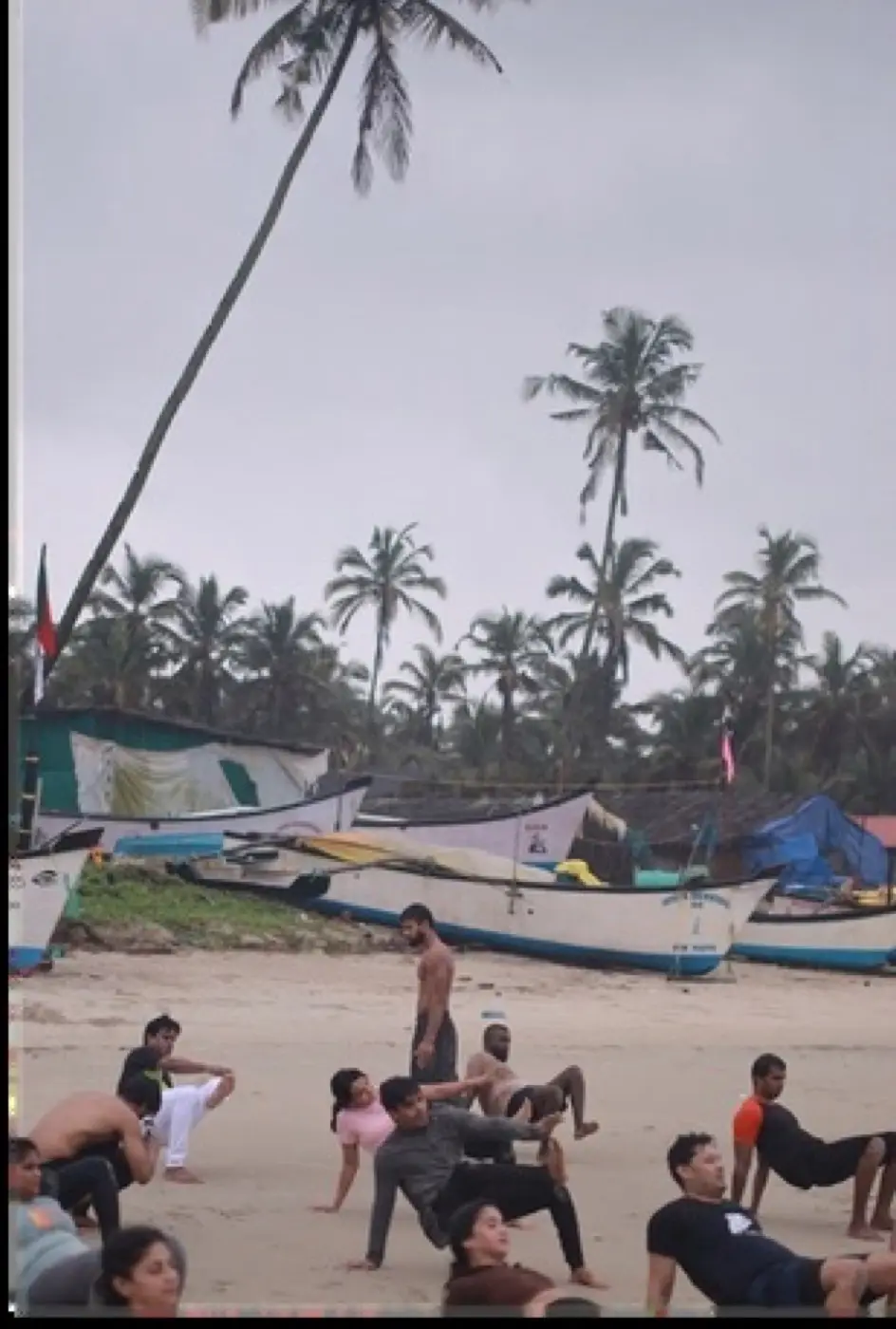 Calisthenics session on the beach in North Goa